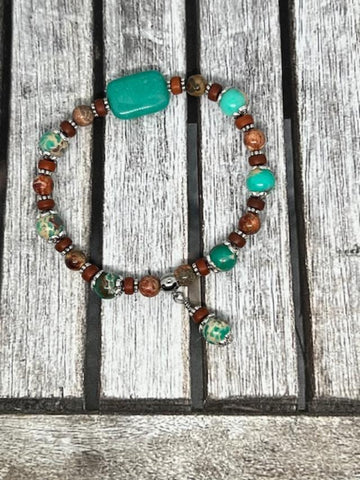 Stretchy bracelet with Sea Sediment Imperial Jasper
