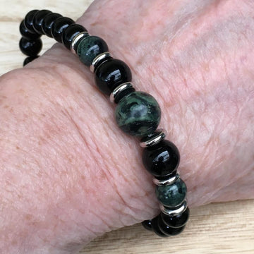 Men's Stretch Bracelet Green Rhyolite