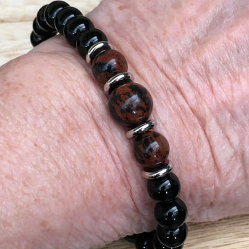 Men's Stretch Bracelet Mahogany Obsidian