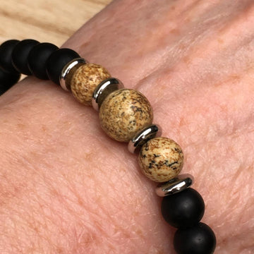 Men's Stretch Bracelet with Picture Jasper