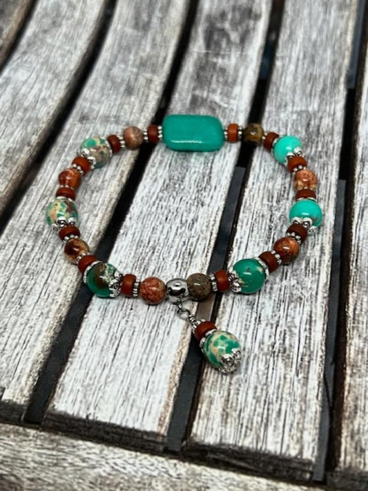 Stretchy bracelet with Sea Sediment Imperial Jasper