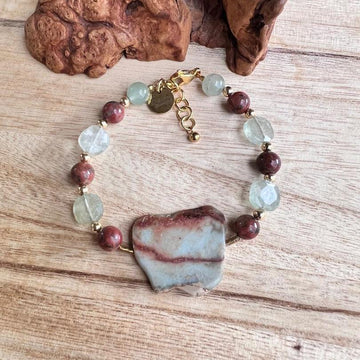 Women's Adjustable Statement Bracelet Jasper & Quartz