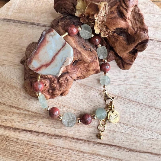 Women's Adjustable Statement Bracelet Jasper & Quartz