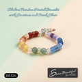 Colorful beaded bracelet with gemstones on a light background, featuring the brand 'Sseau Beautiful by Heather'.