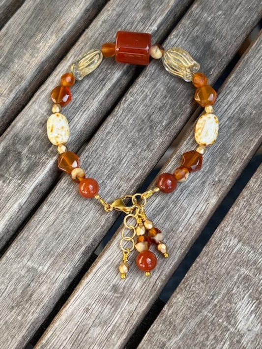 Bracelet with Carnelian and Czech Glass