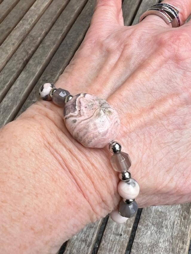 Bracelet - Rhodochrosite, Jasper and Onyx