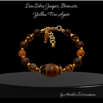 Iron Zebra Jasper and Bronzite Bracelet Adjustable