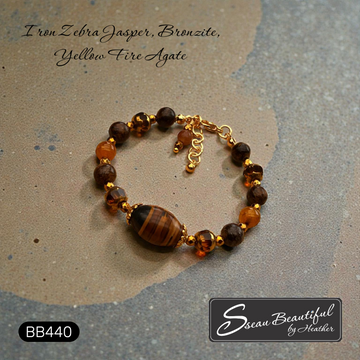 Iron Zebra Jasper and Bronzite Bracelet Adjustable