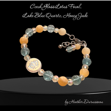 Czech Glass, Quartz, Honey Jade adjustable Bracelet