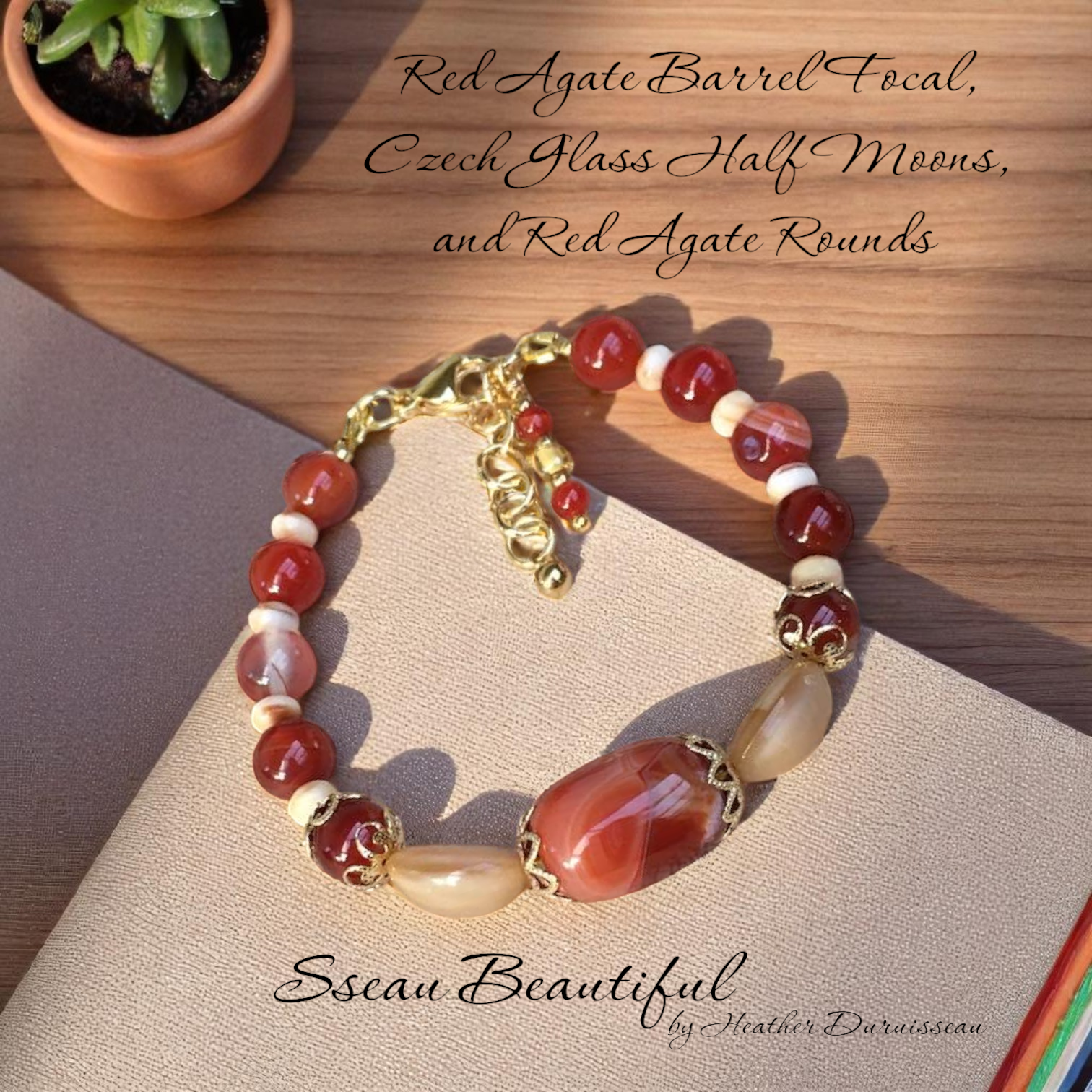 Red Agate Adjustable Bracelet