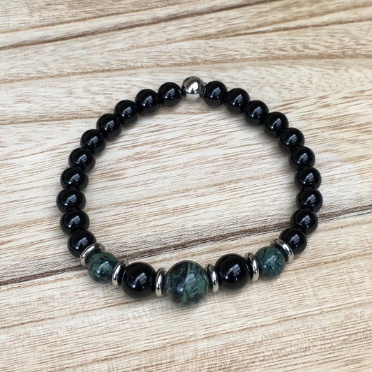 Men's Stretch Bracelet Green Rhyolite
