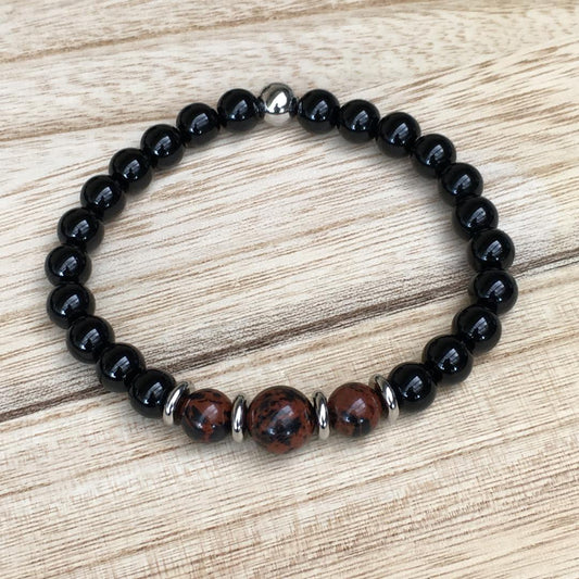 Men's Stretch Bracelet Mahogany Obsidian