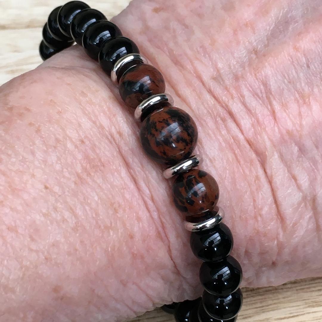 Men's Stretch Bracelet Mahogany Obsidian