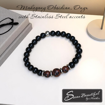 Men's Stretch Bracelet Mahogany Obsidian