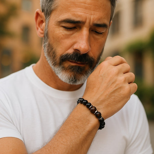 Men's Stretch Bracelet Mahogany Obsidian