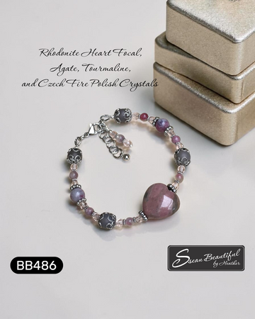 Gorgeous Rhodonite Heart adjustable Bracelet