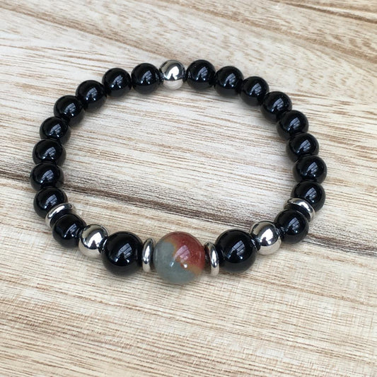 Men's Stretch Bracelet Ocean Jasper & Onyx
