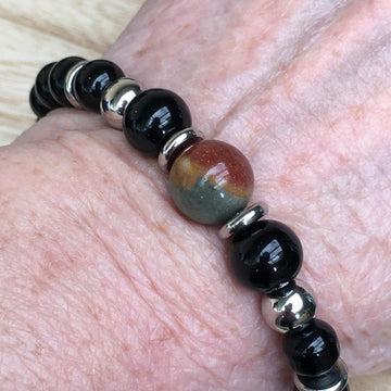 Men's Stretch Bracelet Ocean Jasper & Onyx