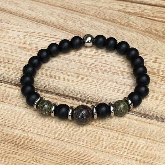 Men's Stretch Bracelet with Dragon Blood Jasper