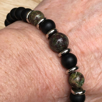 Men's Stretch Bracelet with Dragon Blood Jasper