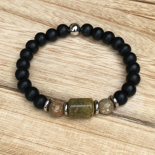 Men's Stretch Bracelet with Ocean Jasper