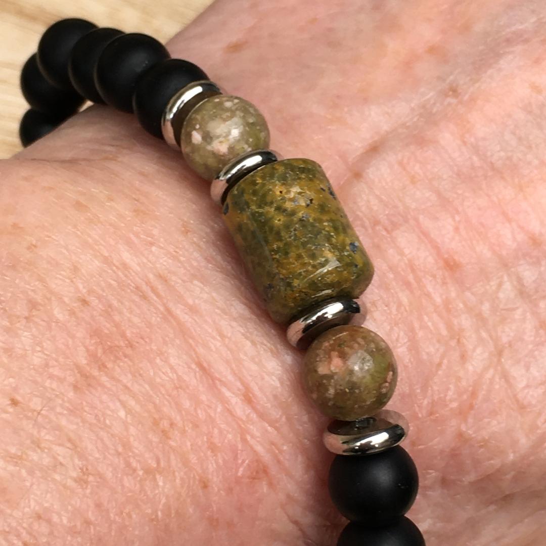 Men's Stretch Bracelet with Ocean Jasper