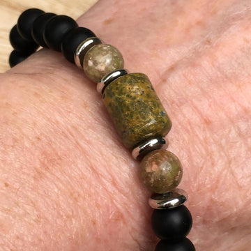 Men's Stretch Bracelet with Ocean Jasper