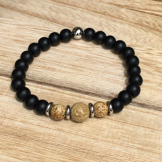 Men's Stretch Bracelet with Picture Jasper