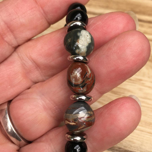 Men's Stretch Bracelet with Jasper Nuggets