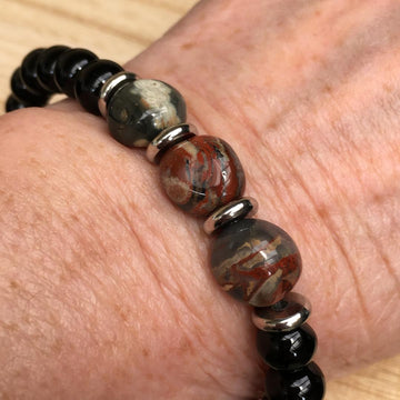 Men's Stretch Bracelet with Jasper Nuggets