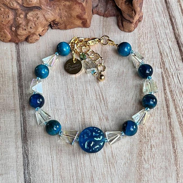 Czech Glass and Tiger Eye Adjustable Bracelet