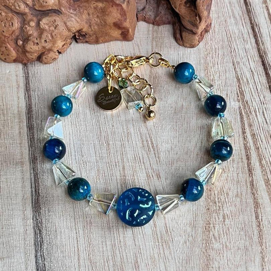 Czech Glass and Tiger Eye Adjustable Bracelet