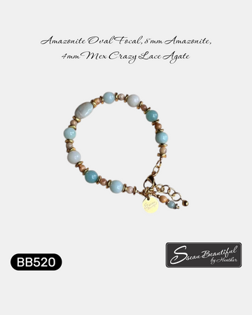Dreamy Amazonite and Agate Adjustable Women's Bracelet