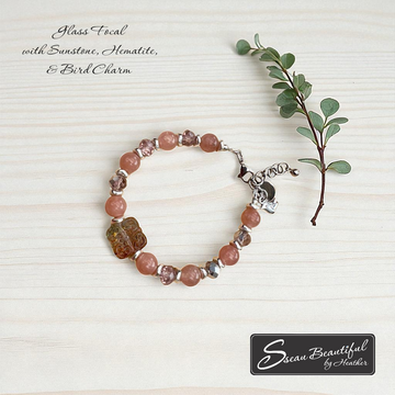Sunstone and Crystal Adjustable Bracelet | 6.5"