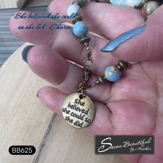 "She Believed" Sea Sediment Jasper Bracelet with Bronze Accents |6.3"