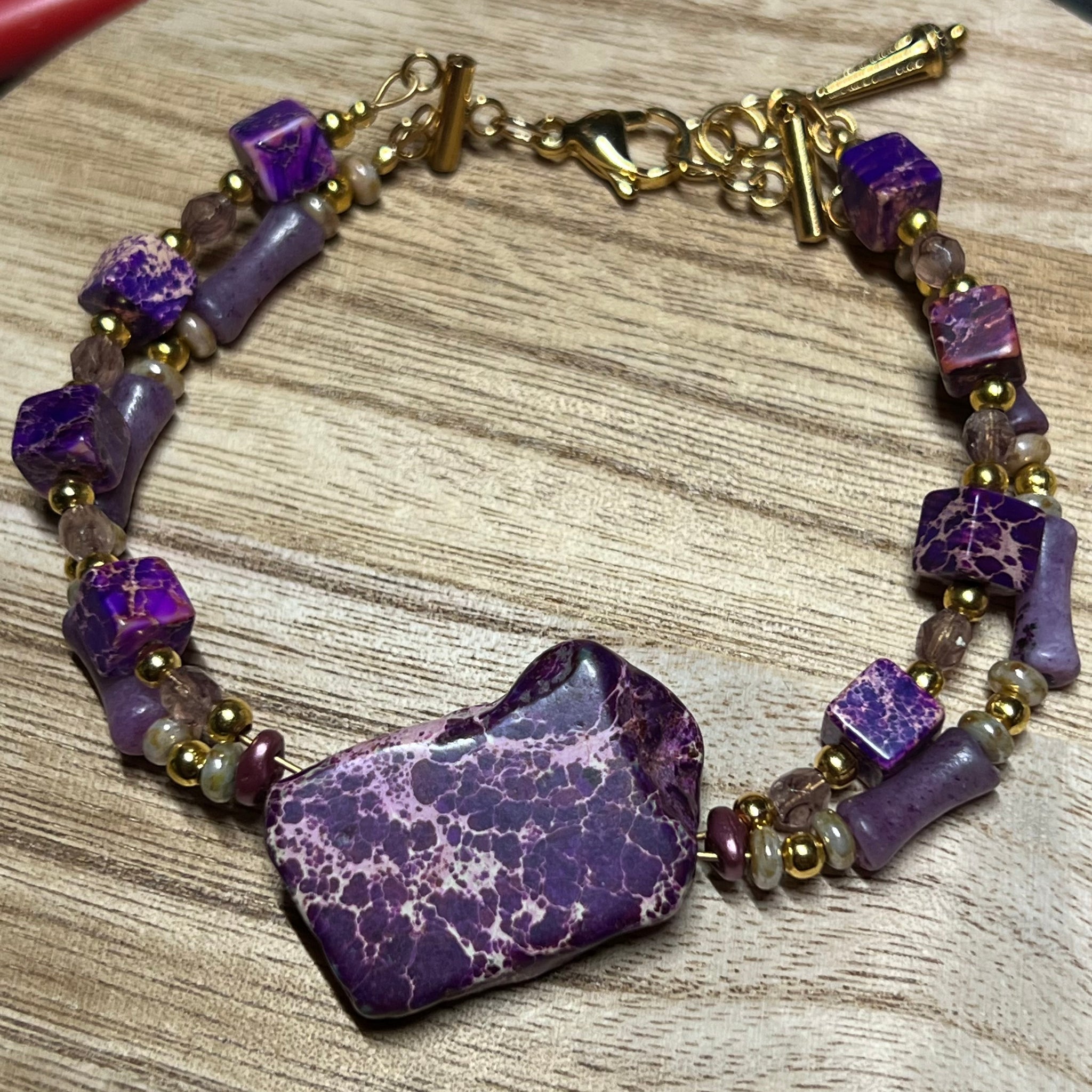 Double Strand Purple Sea Sediment Jasper Bracelet