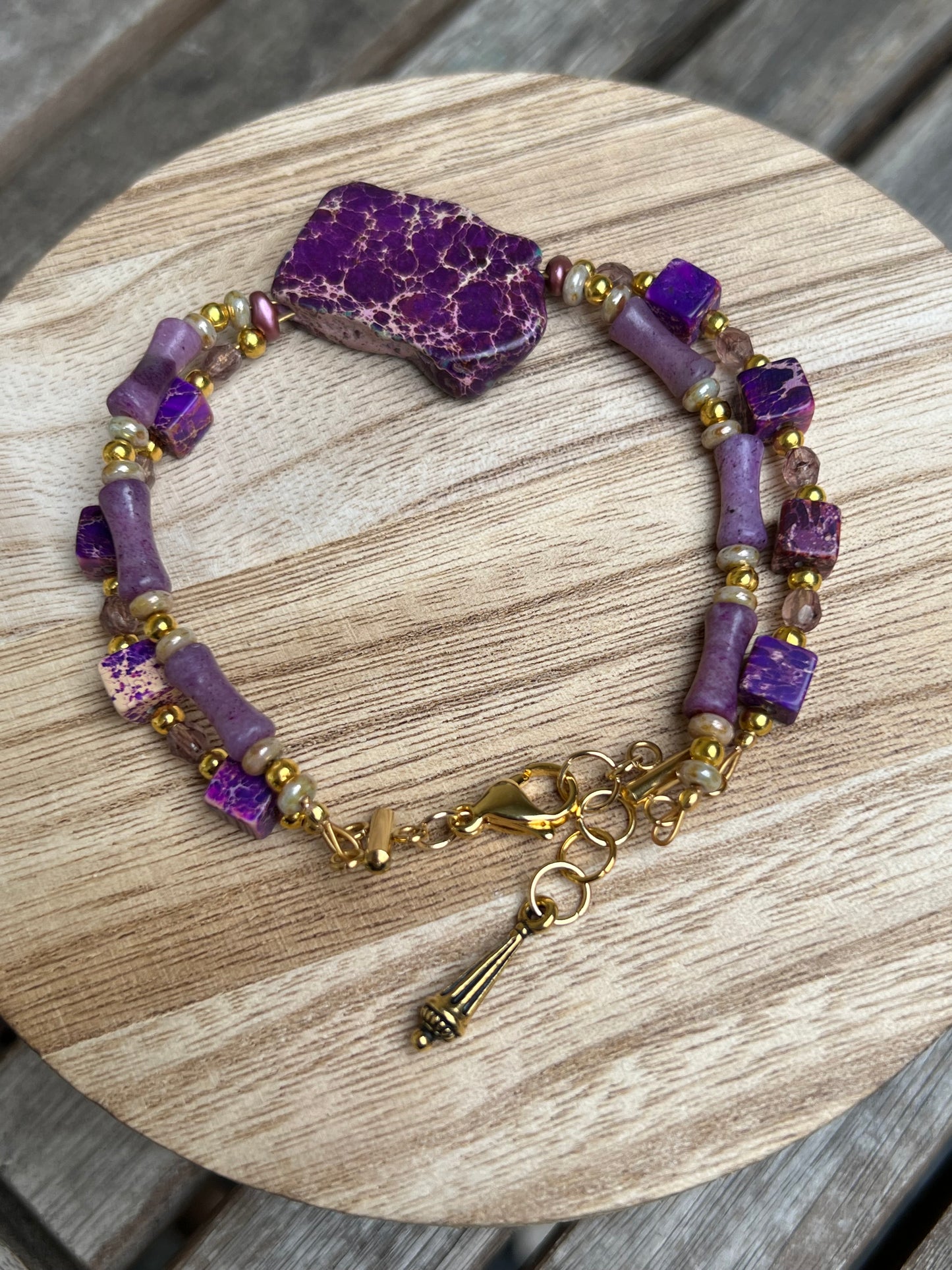 Double Strand Purple Sea Sediment Jasper Bracelet