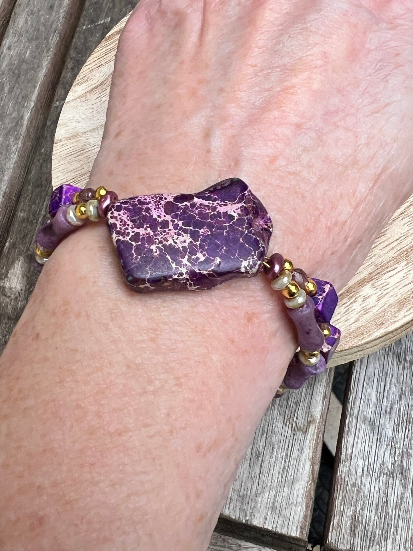 Double Strand Purple Sea Sediment Jasper Bracelet