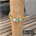 Sseau Beautiful adjustable bracelet with green aventurine, yellow chalcedony, and African beads.