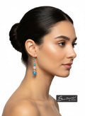 Sseau Beautiful! Ocean Mist dangle earrings with blue apatite and white nephrite jade stones, 2-inch drop, silver-tone accents.