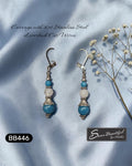 Sseau Beautiful! Ocean Mist dangle earrings with blue apatite and white nephrite jade beads, 2-inch drop, stainless steel lever backs.