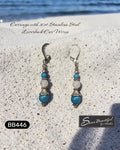 Sseau Beautiful! dangle earrings with blue apatite and white nephrite jade stones, 2-inch length, stainless steel lever backs.