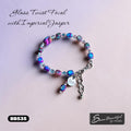 Sseau Beautiful! blue and purple Imperial Jasper rectangular cubes and electroplated glass twist bracelet with Czech crystals and stainless steel clasp.