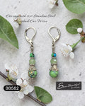 Sseau Beautiful! Tri-Colour Howlite and green crystal dangle earrings with 304 stainless steel leverback ear wires.